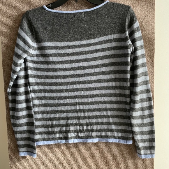 Grey and light blue stripe merino wool sweater - Picture 2 of 6